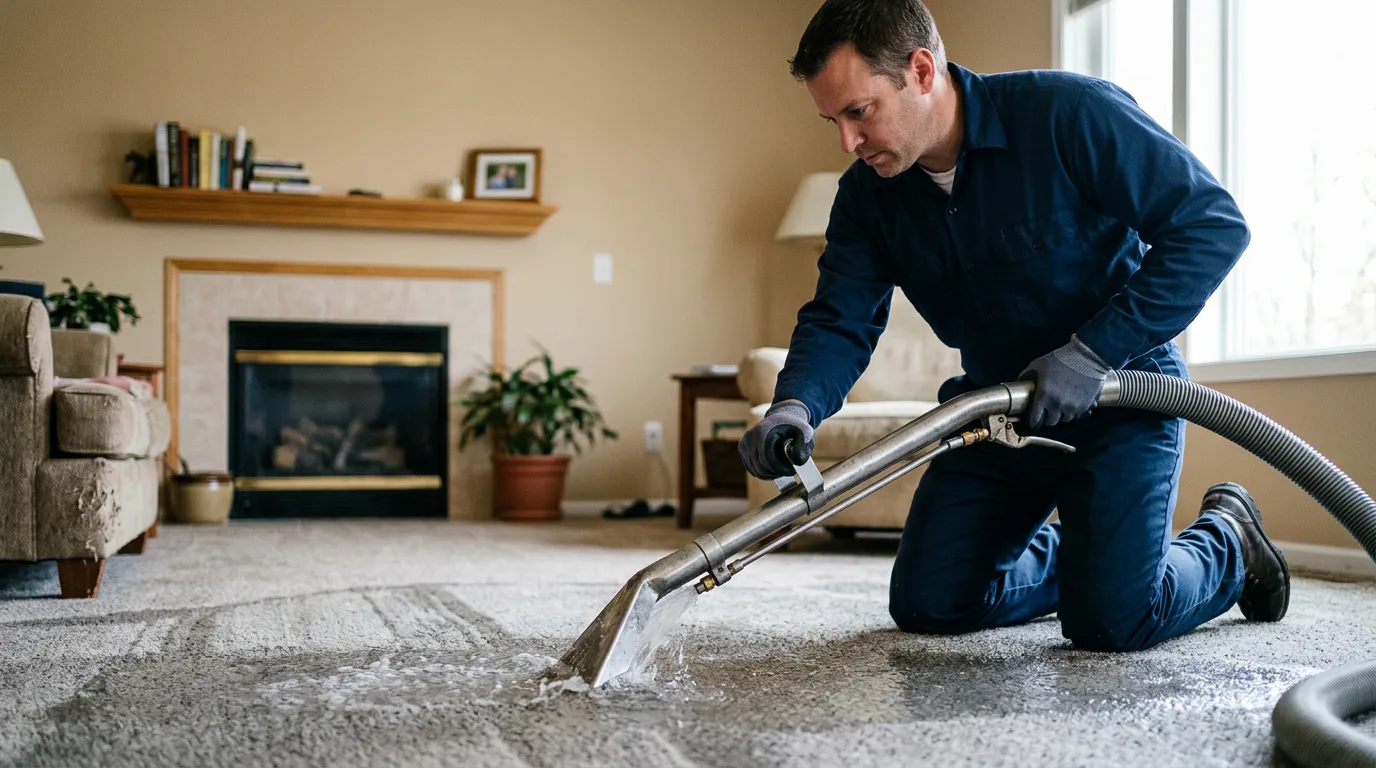 Water damage restoration technician working near Urbana, MO